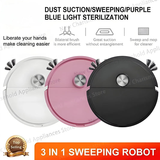 New 3-In-1Smart Sweeping Robot Intelligent Cleaner Household Rechargeable Fully Automatic Vacuum Cleaner Suction Pet Hair